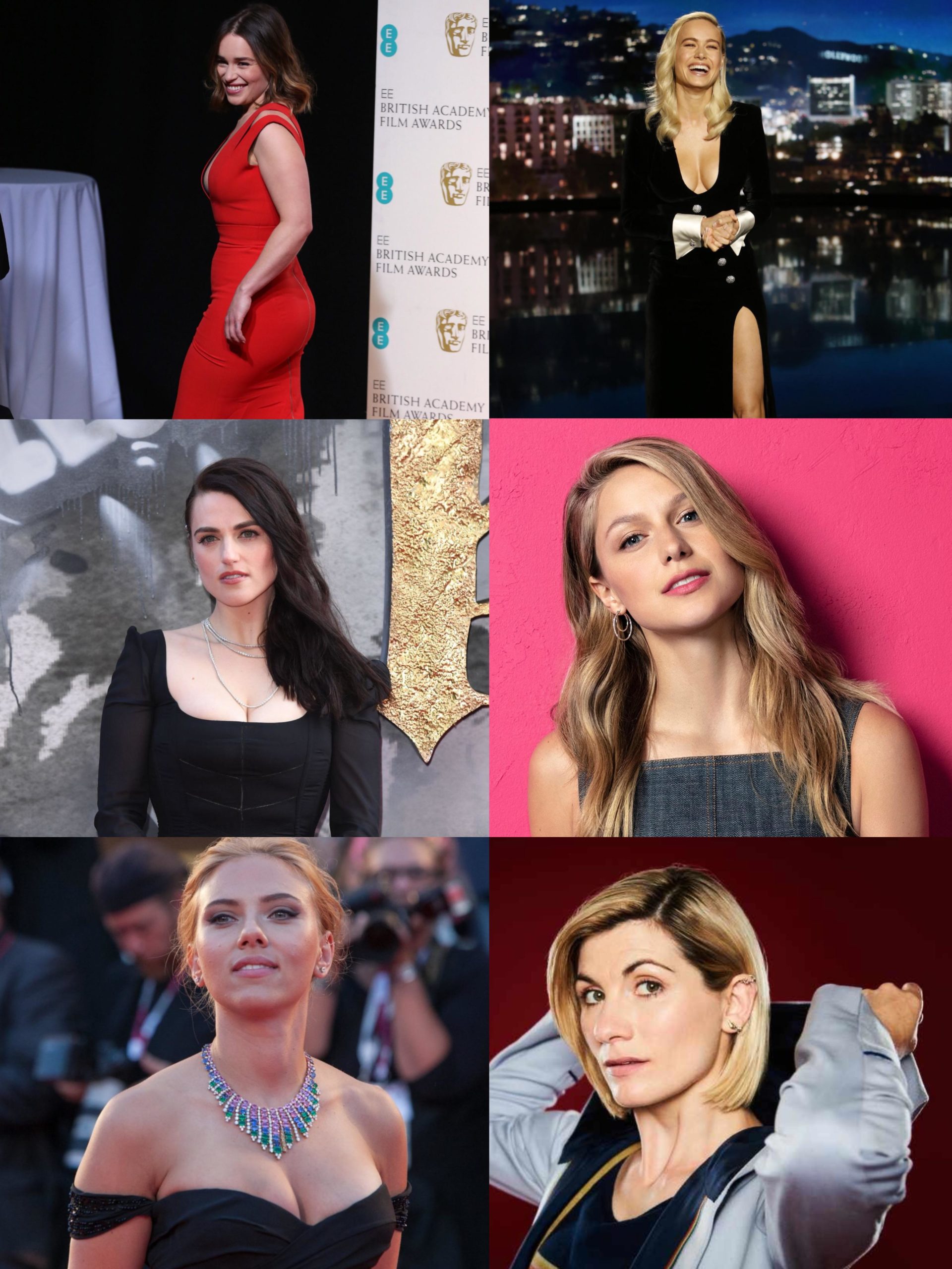 The prefect harem, in my honest opinion. Would love to breed all of them. [Emilia Clarke, Brie Larson, Katie McGrath, Melissa Benoist, Scarlett Johansson, and Jodie McGrath]