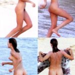 Young Uma Thurman Fully Nude at a Beach