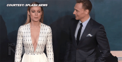 Brie Larson has such a nice rack, even Loki had to get a peek