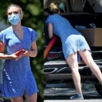 Scarlett Johansson cleaning her SUV