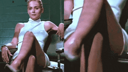 Iconic leg cross from Sharon Stone in Basic Instinct