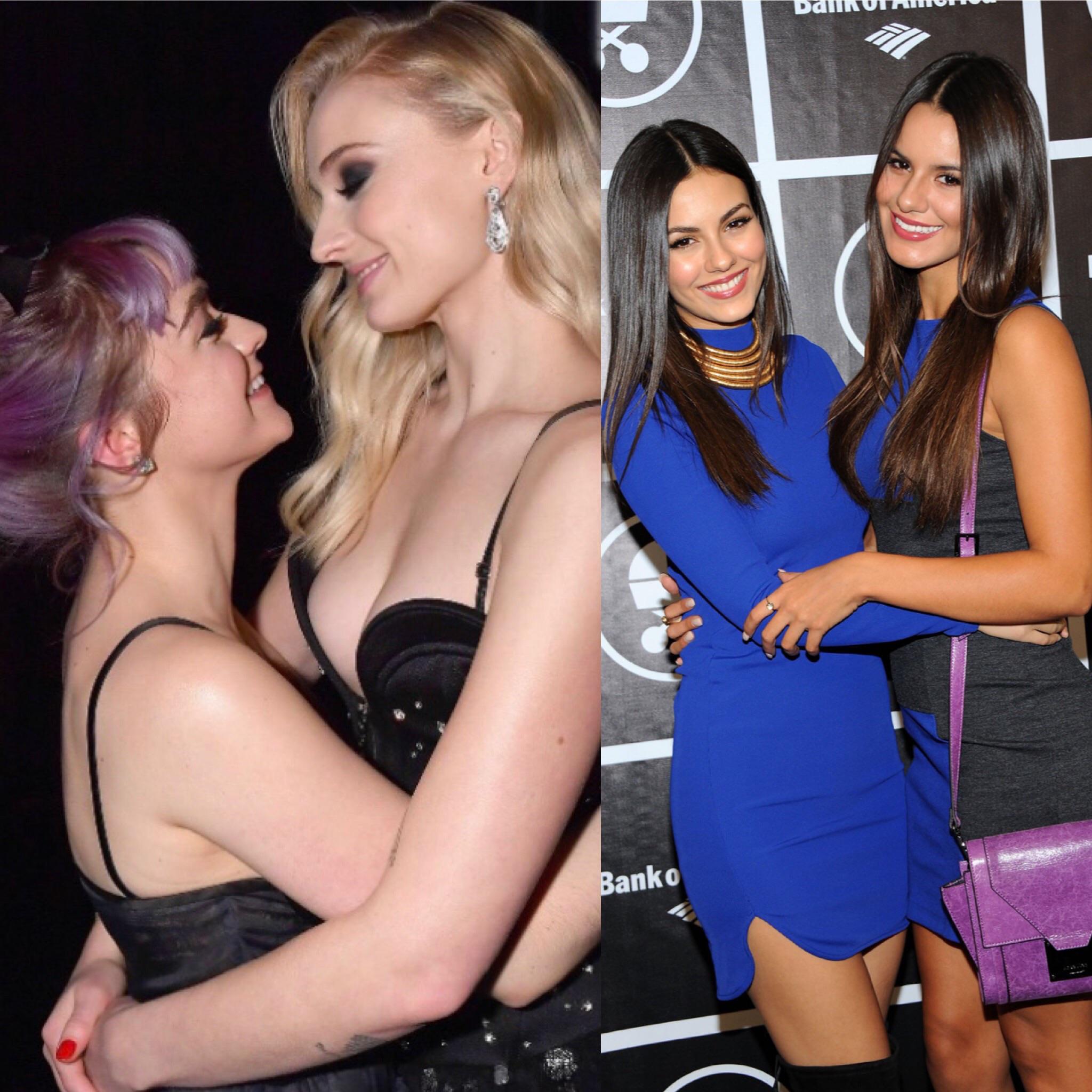 A dirty threesome with Maisie Williams and Sophie Turner or with Victoria Justice and her sister Madison Reed?