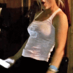 Kaley Cuoco in a see through top.