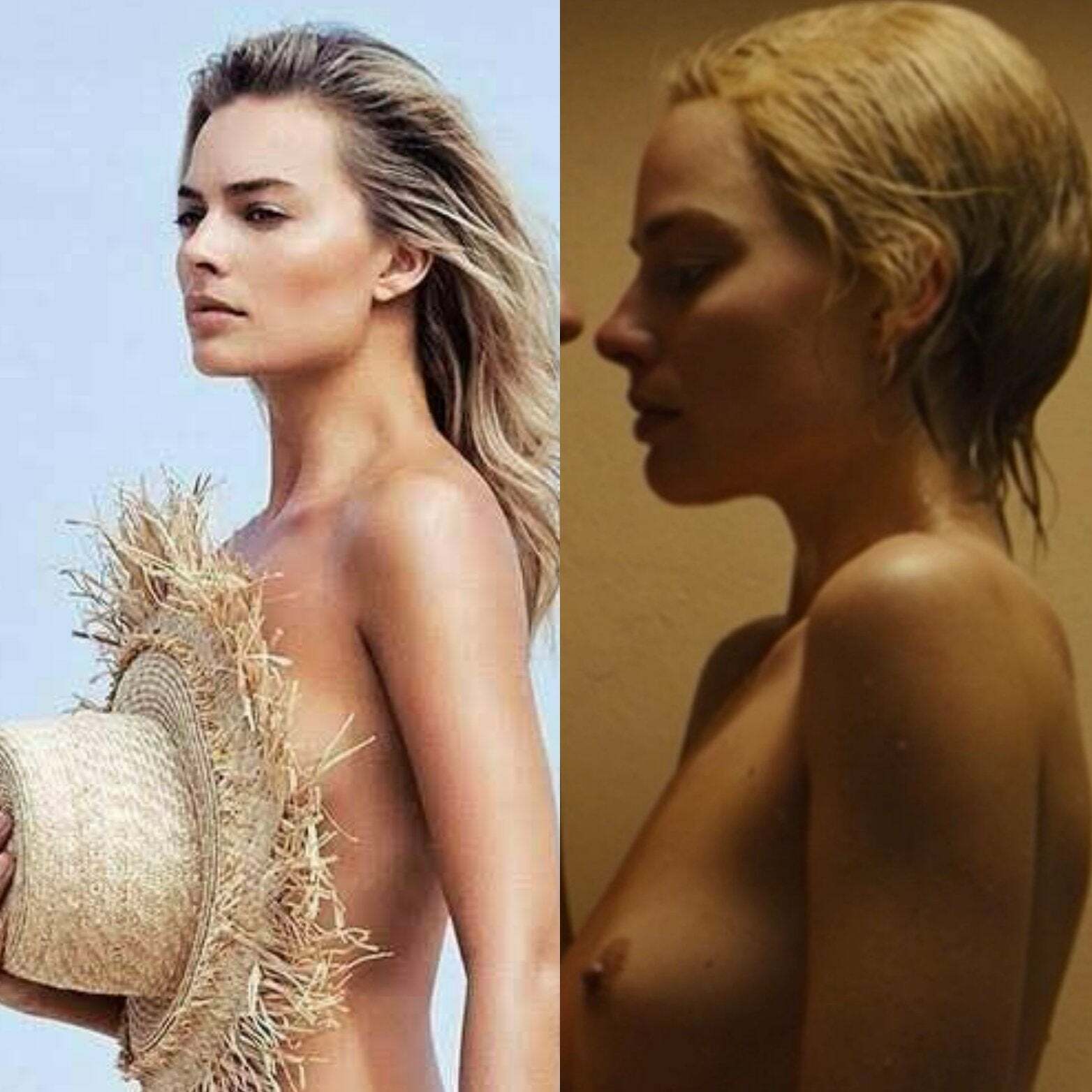 Margot Robbie getting her perky tits out again