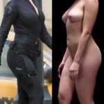 Birthday girl Scarlett Johansson in her Black Widow and birthday suit