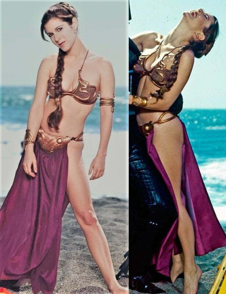 Nostalgia fap for Carrie Fisher's tight body in the Slave Leia outfit.