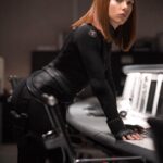 Scarlett Johansson in her Black Widow outfit really gets the mind going!
