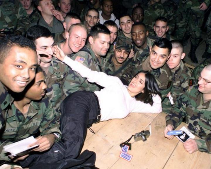 Salma Hayek cockteasing the troops.