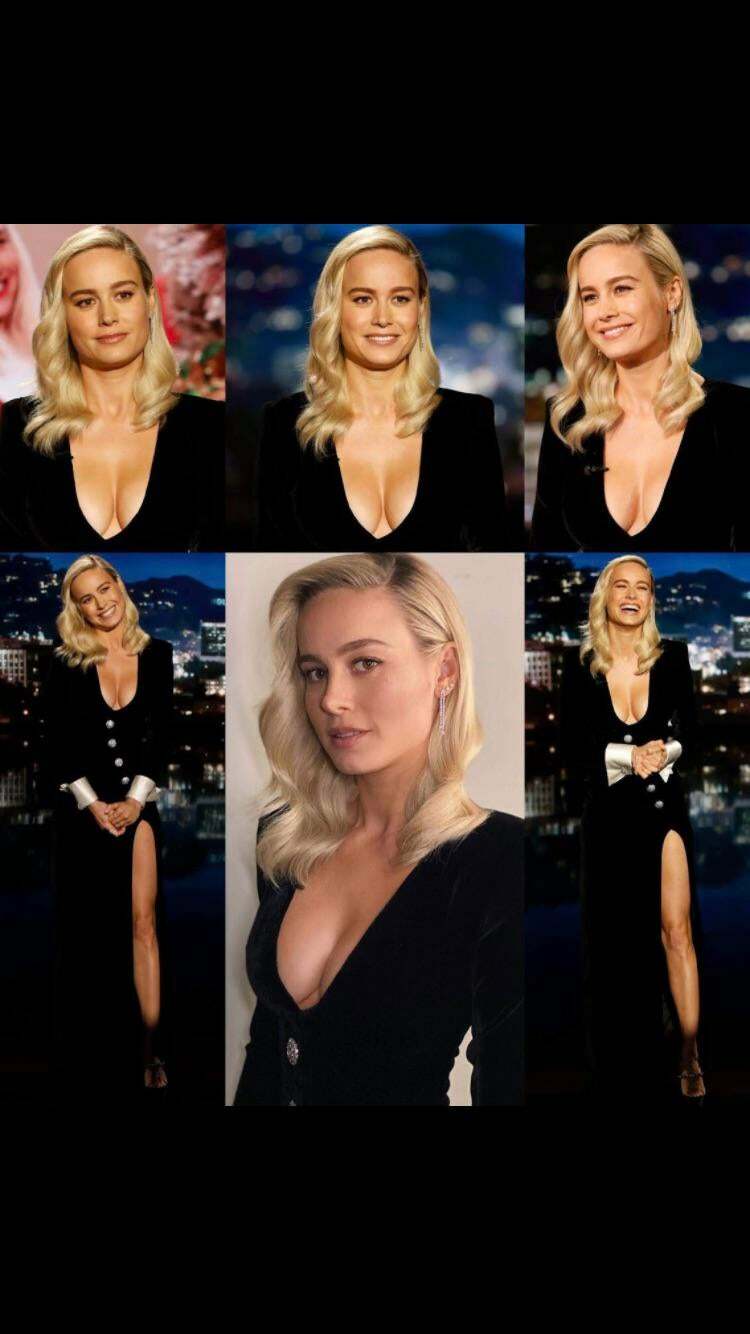 Brie Larson is doing another talk show and she is wearing her iconic sexy black dress. She knows it turns all the men on in the audience and also the producers. What would you do to Brie?