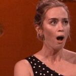 Emily Blunt seeing the number of men coming down for her blowbang...