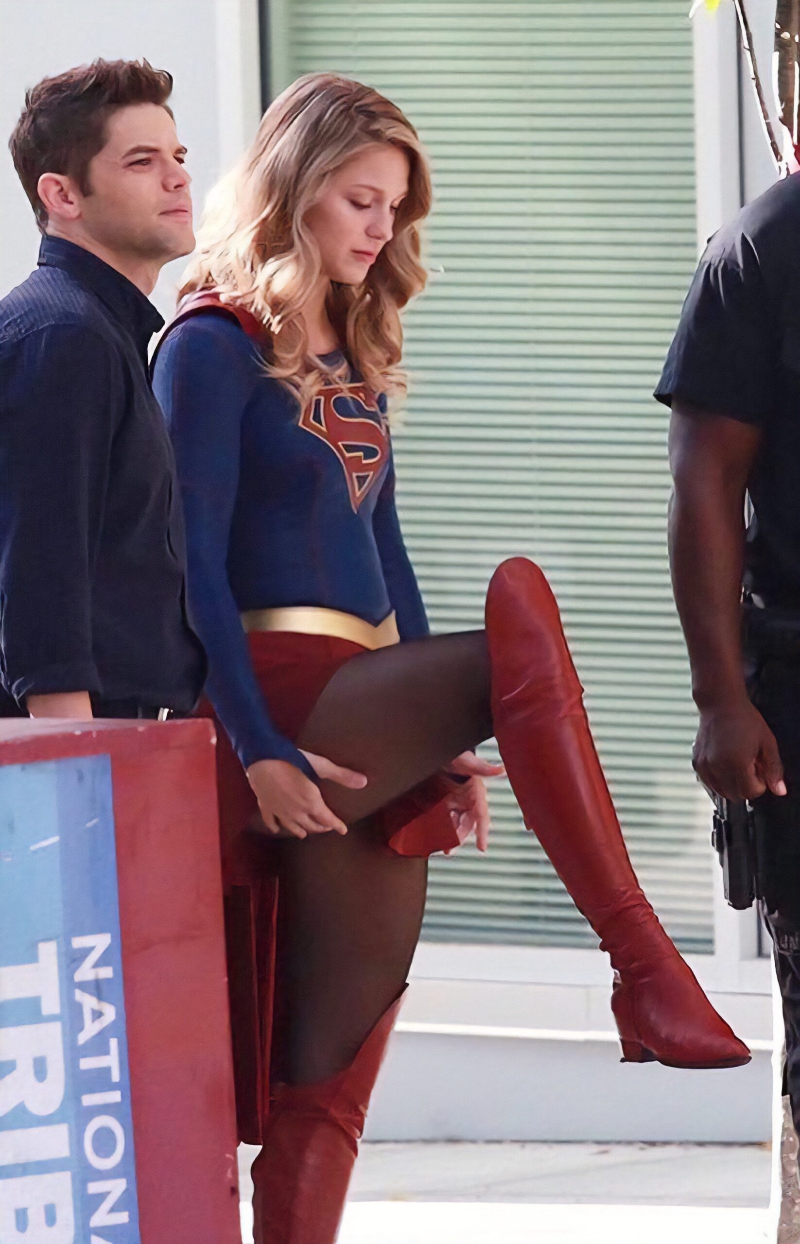 Melissa Benoist and her super costume