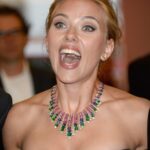 Scarlett Johansson with her mouth wide open