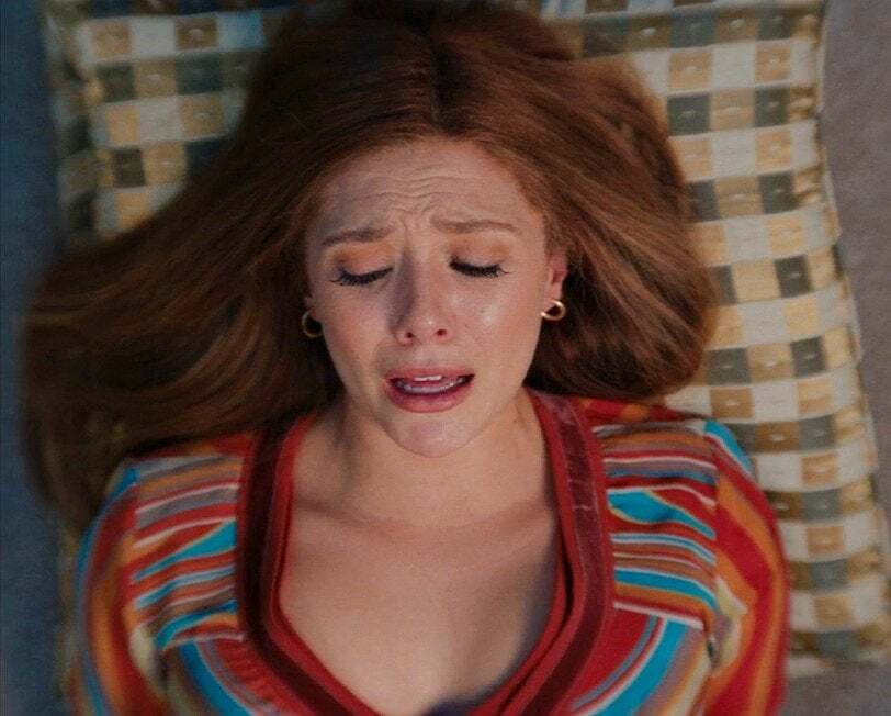 Elizabeth Olsen's face when she feels your hot cum gushing deep inside her pussy. "You promised that you would pull out..."