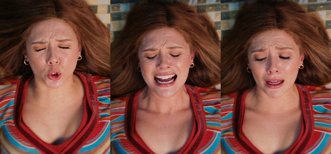 Elizabeth Olsen struggling to take her first monster cock