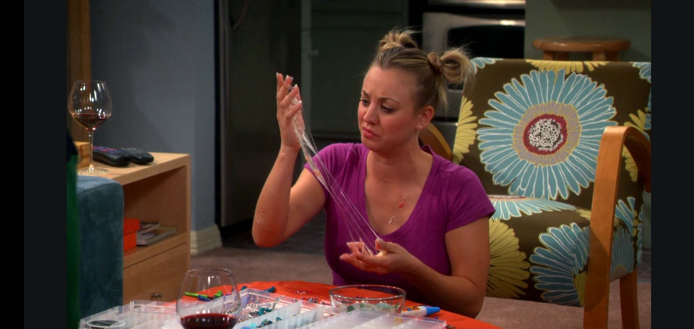 Kaley Cuoco making a mess