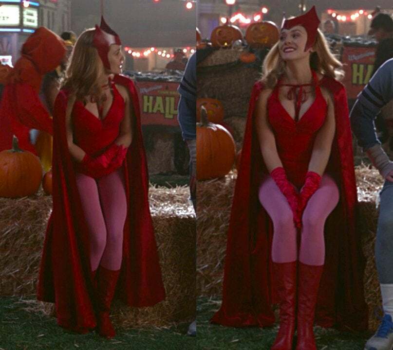 Elizabeth Olsen's great body squeezed into her comic costume