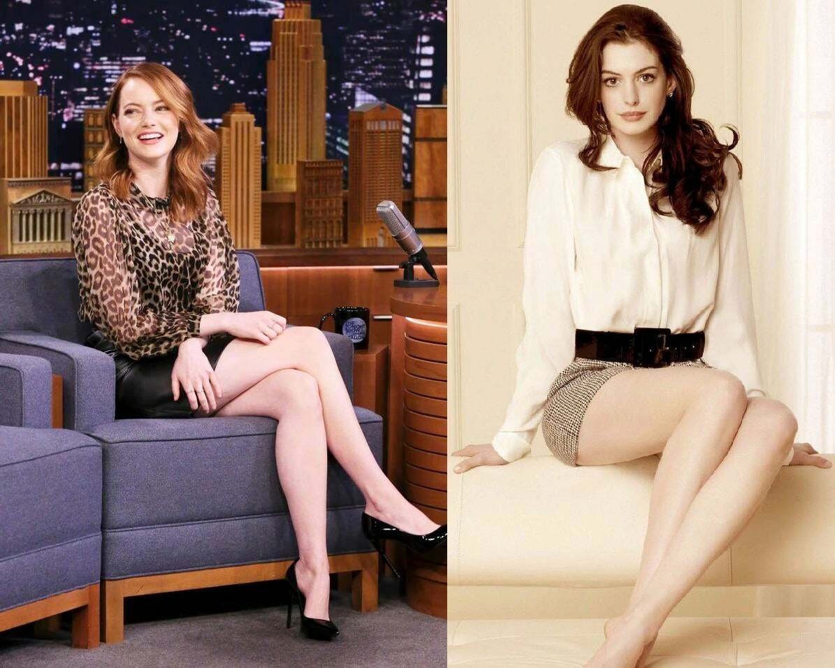 Emma Stone and Anne Hathaway; which pale goddess gets your cum?
