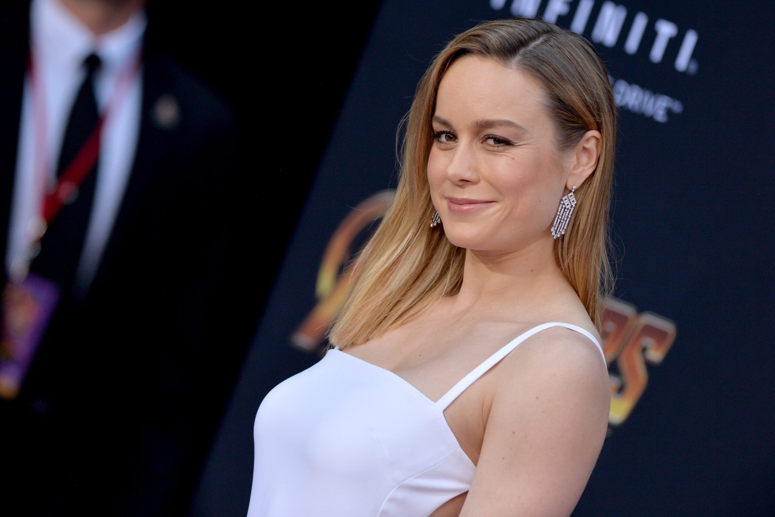 Brie Larson with a sly look on her face