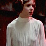 Carrie Fisher braless in Star Wars (1977)