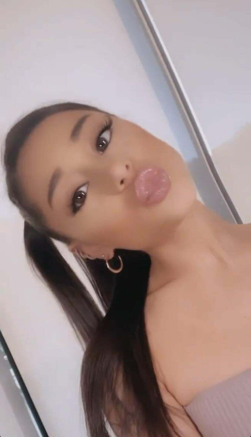 sloppy makeout and tongue sucking with Ariana Grande her lips