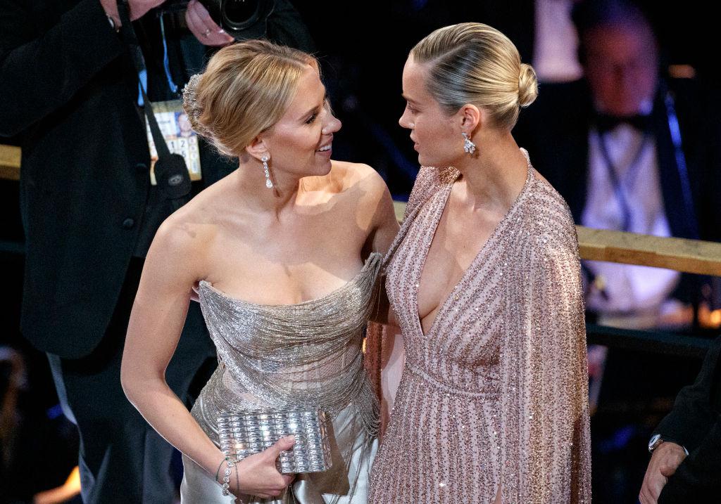 Busty and blondes! Scarlett Johansson and Brie Larson want to swap boyfriends for a night.