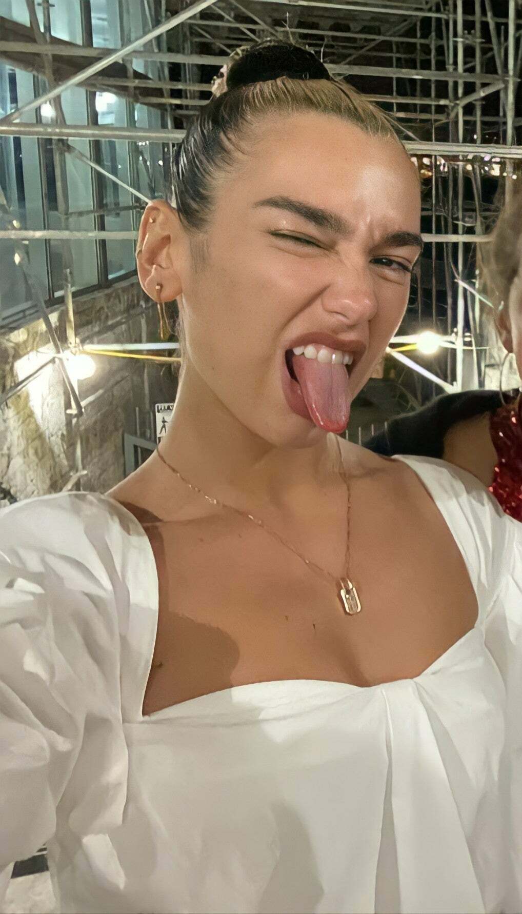 She loves to stick her tongue out... Always giving random blowjobs around... Dua lipa