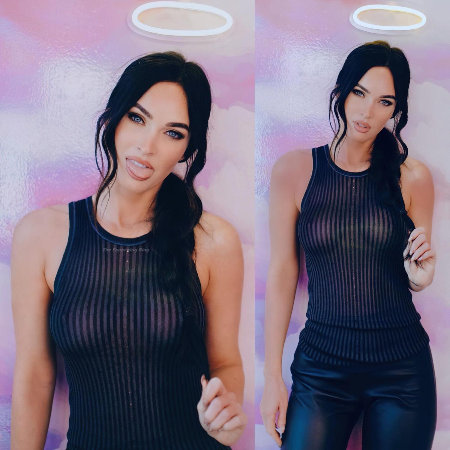 Megan Fox wearing a see through shirt on her Instagram - Nude Celebs