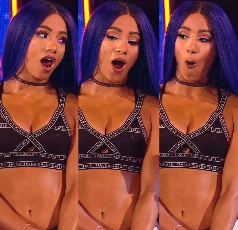 Sasha Banks when she sees a big white dick