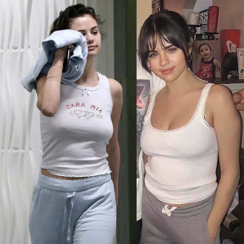 Selena Gomez without makeup is the girl next door who goes braless in tight tank tops