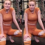 Brie Larson down to her knees ready to suck everyone off at the gym