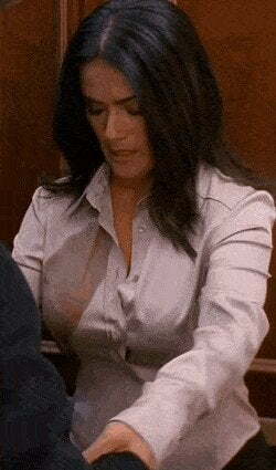 Salma Hayek's incredible tits are the best to cum on!