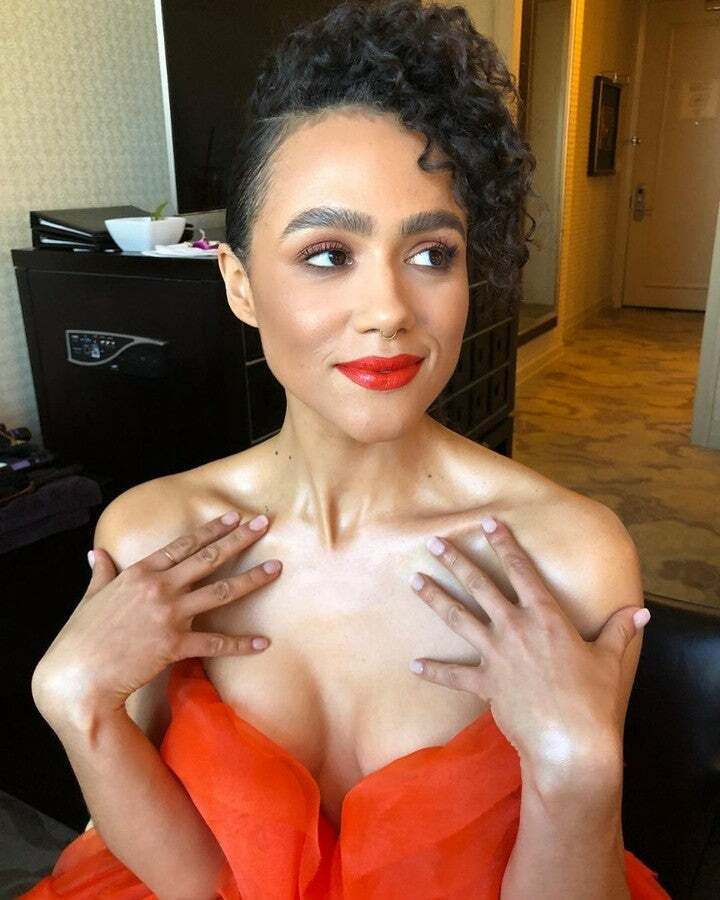 Just want to cover Nathalie Emmanuel's perfect ebony skin with so much white cum.