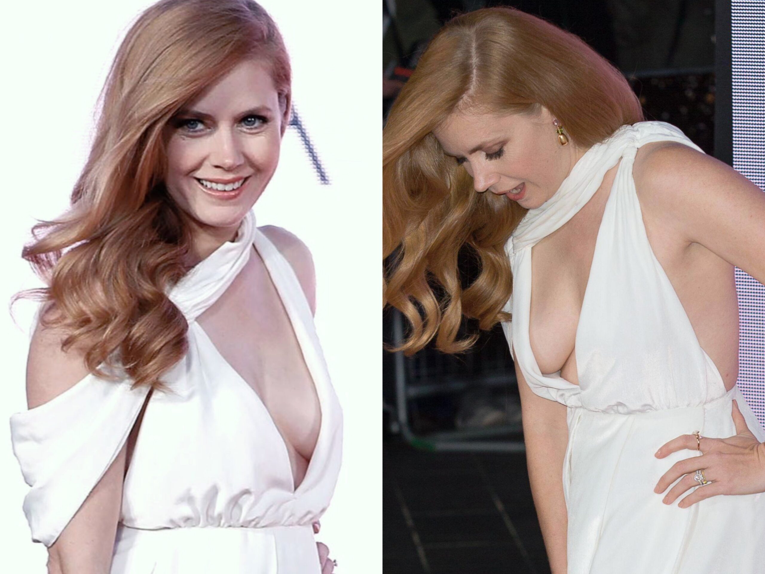 Amy Adams showing off her golden globes