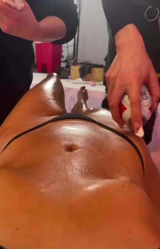 Imagine getting to oil up Kim Kardashian’s sexy body and squirt cream all over her. I wouldn’t be able to contain myself.