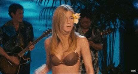 Jennifer Aniston in a coconut bra