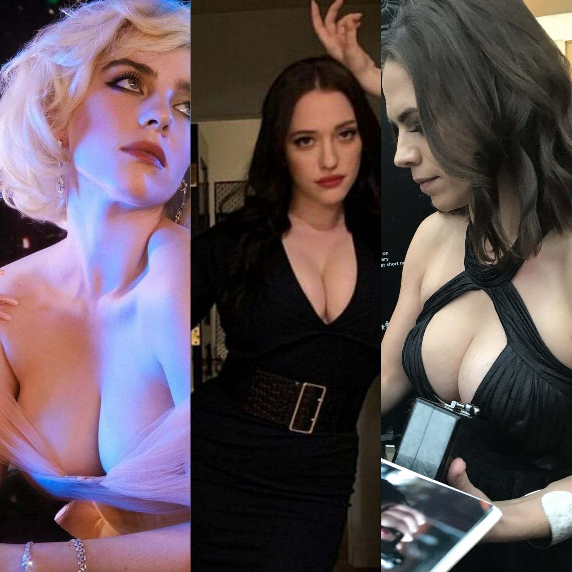 billie eilish, Kat Dennings, hayley atwell the big tit trio