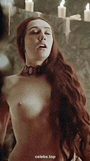 Carice van Houten (Melisandre) riding a cock