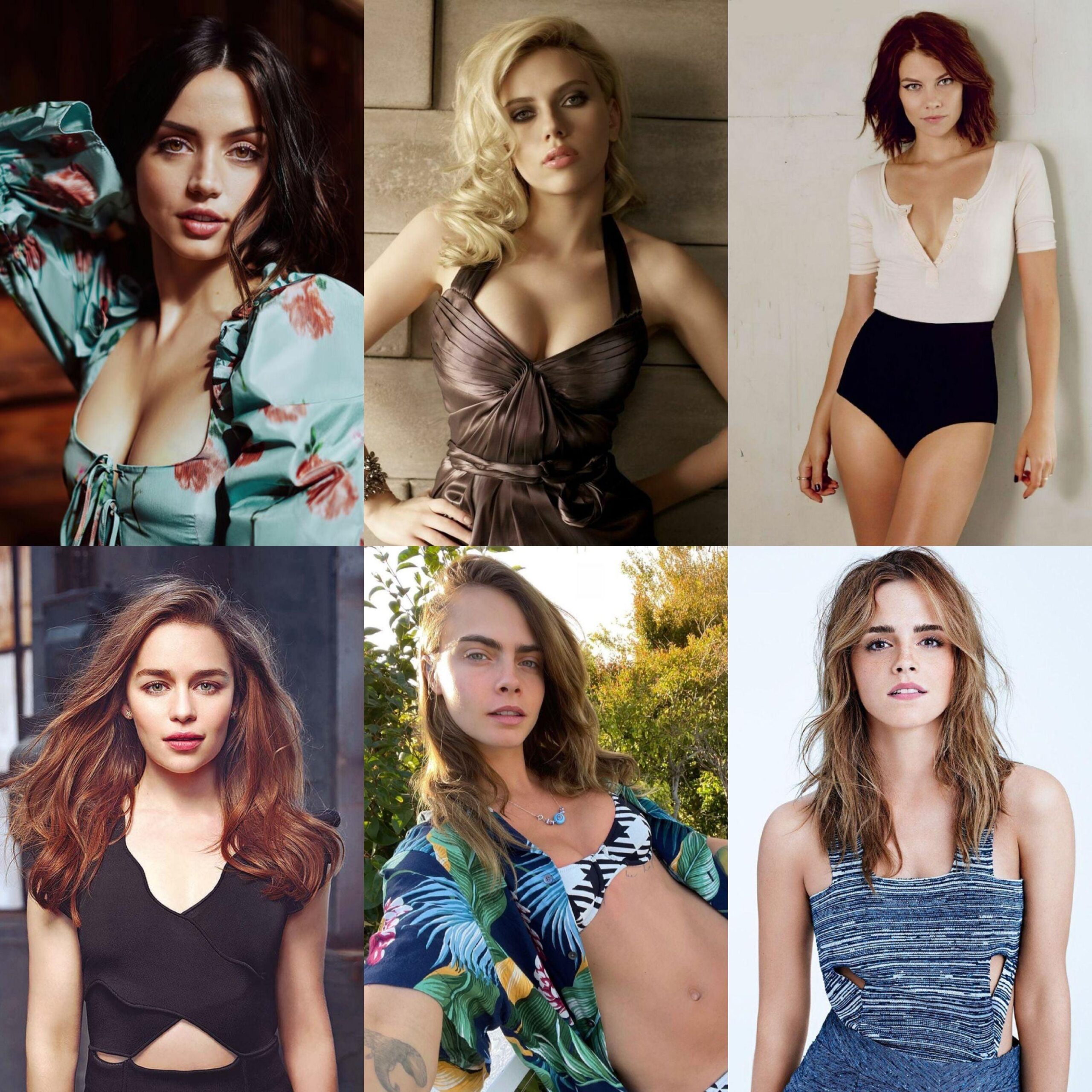 One to fuck and two you would love to see have lesbian sex [Ana de  Armas,Scarlett Johansson,Lauren Cohan,Emilia Clarke,Cara Delevingne,Emma  Watson] - Nude Celebs