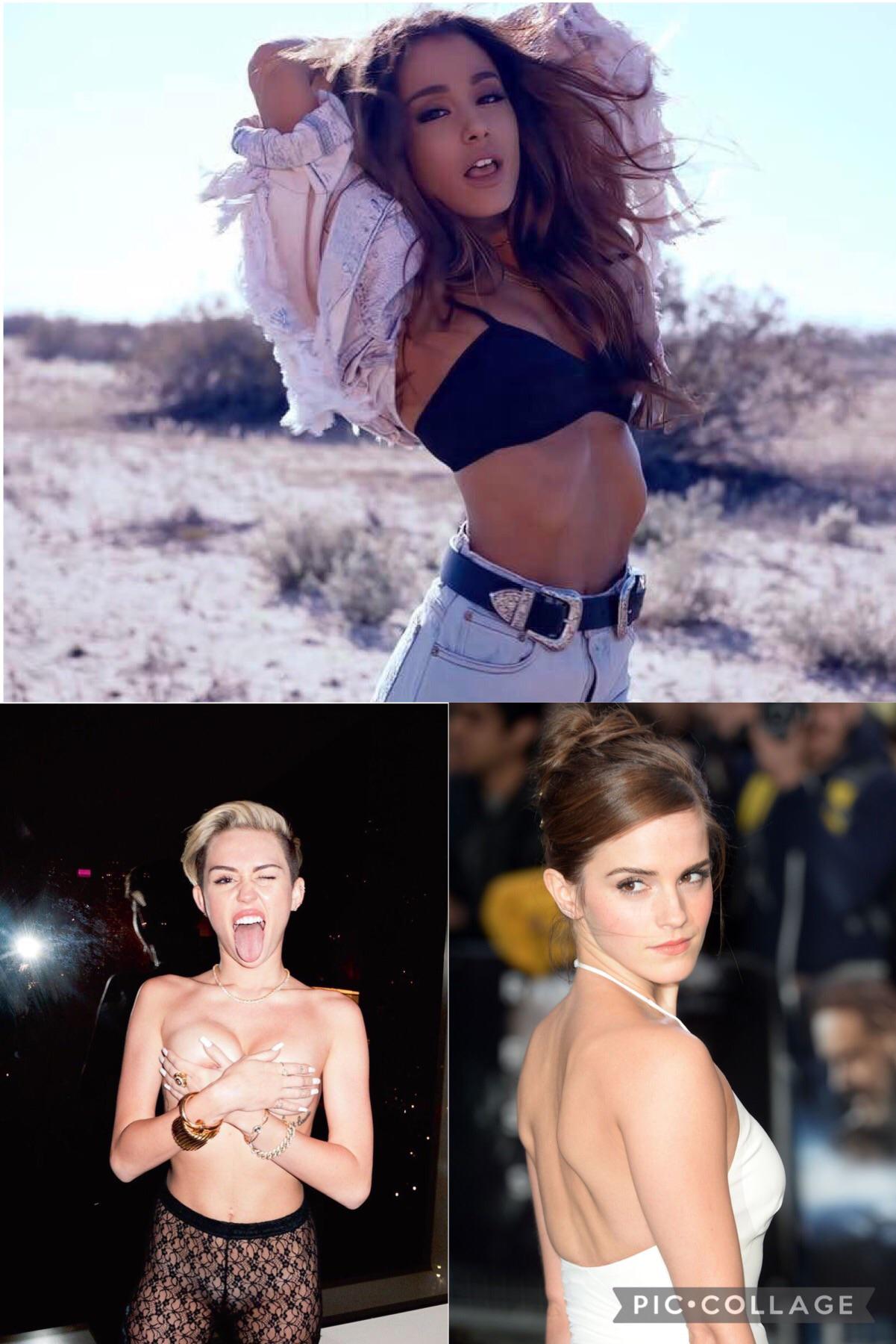 Ariana Grande Miley Cyrus and Emma Watson tease and edge