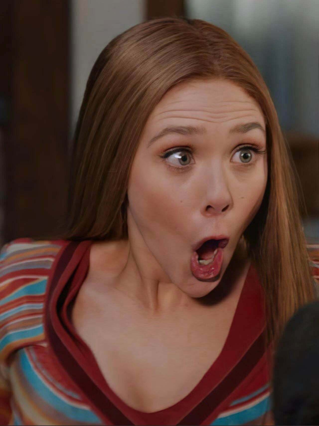 POV Elizabeth Olsen seeing the size of your cock