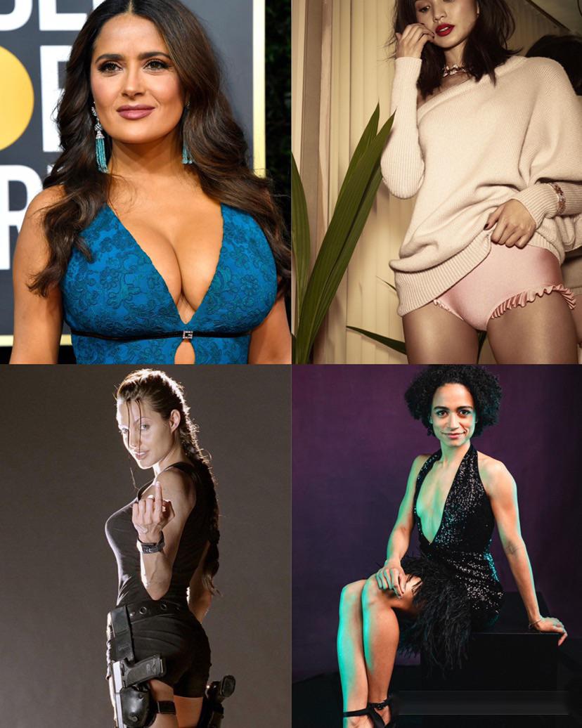 The women of Eternals Salma Hayek Gemma Chan Angelina Jolie