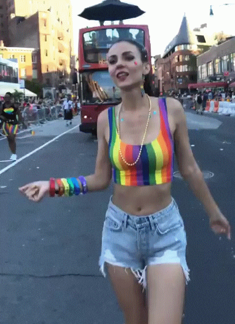 Victoria Justice dancing in the street