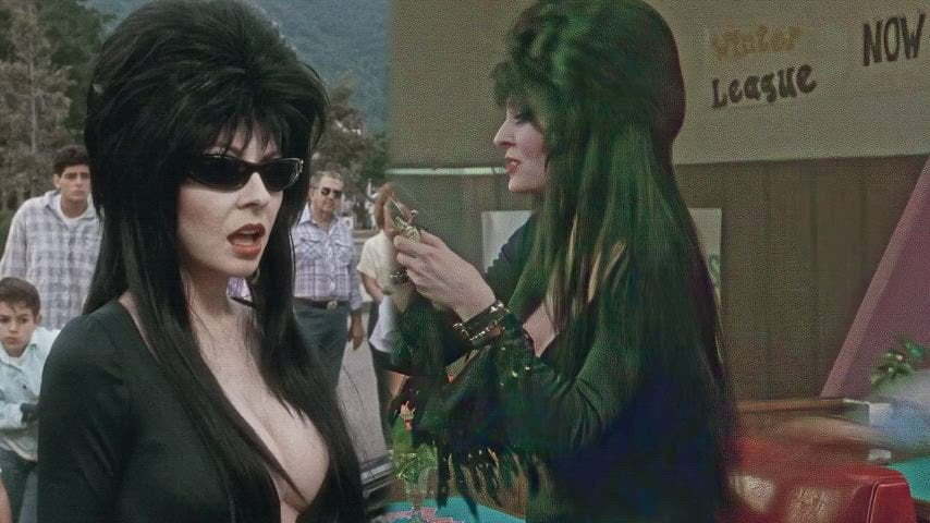 Accidental Nipslip on set of Cassandra Peterson in Elvira Mistress