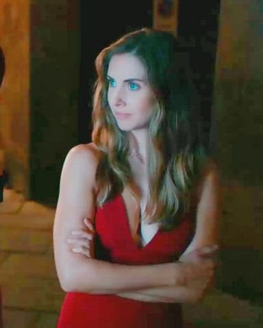 Alison Brie suggestive gesture in Spin Me Round 2022