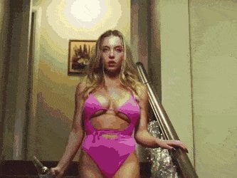 Sydney Sweeney in a pink bikini