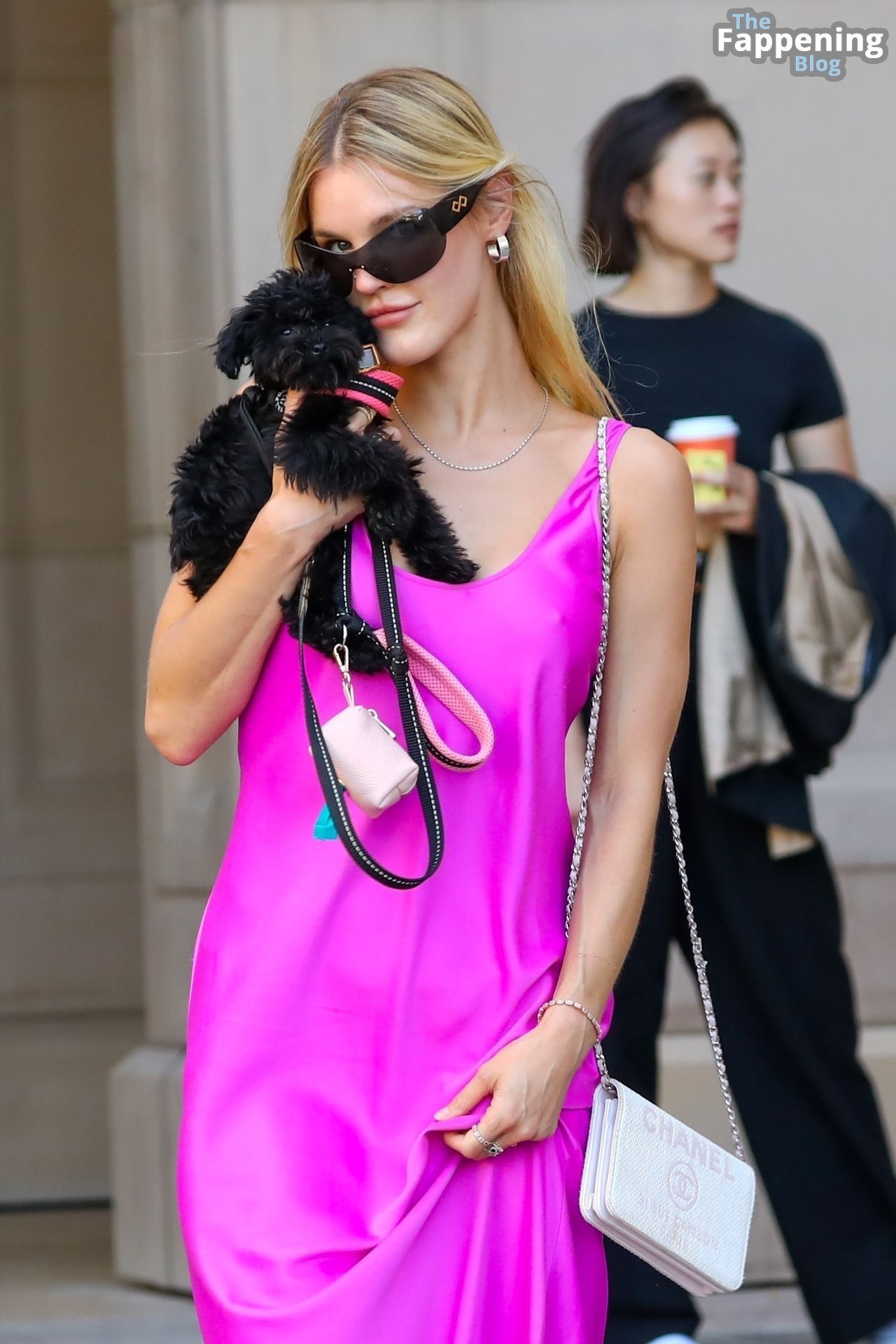 Braless Joy Corrigan Hugs Her Dog After a Shopping Spree.jpg