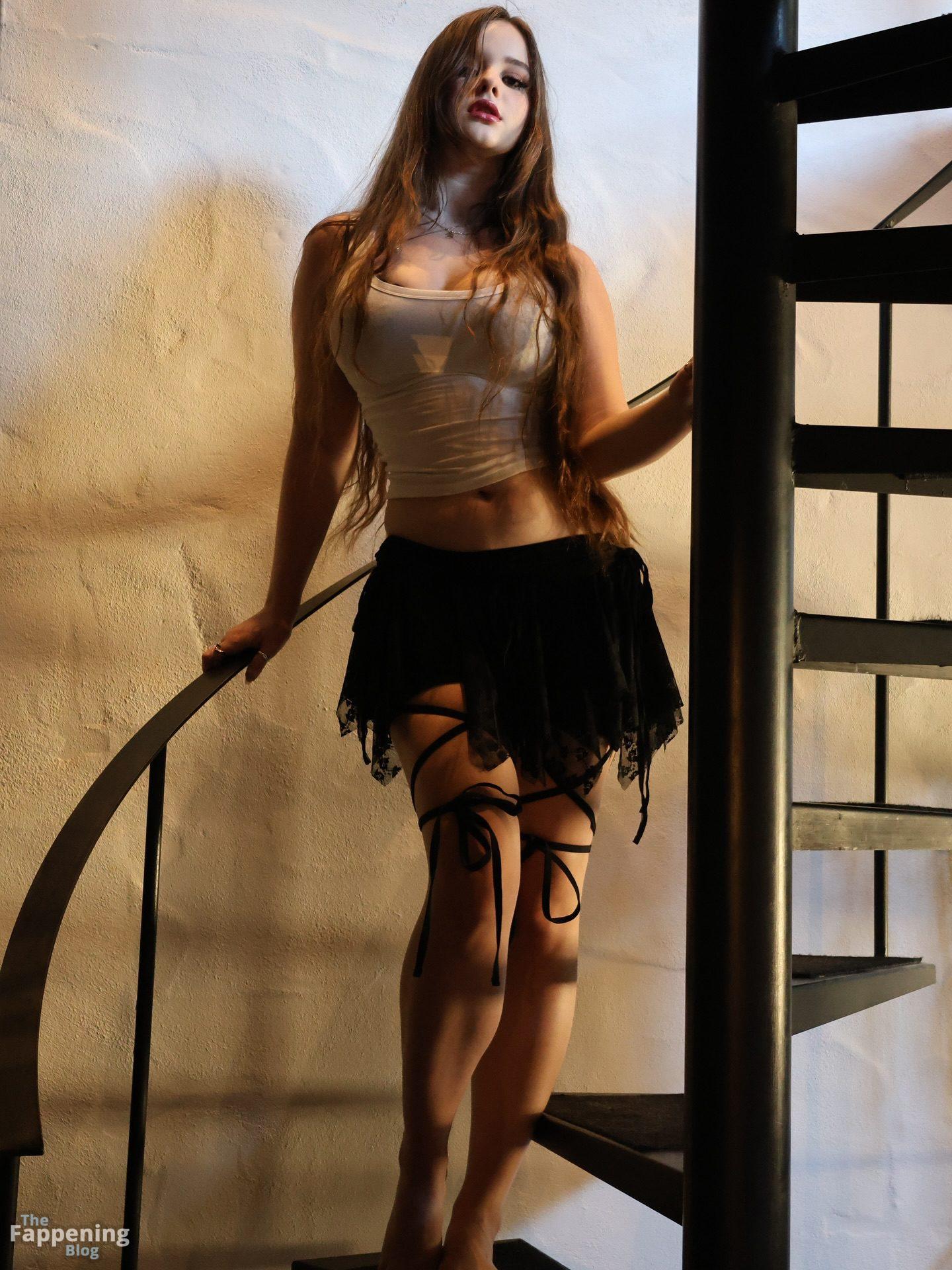 Isabella Ardley Poses in a Sheer Tank Mini Skirt.jpg