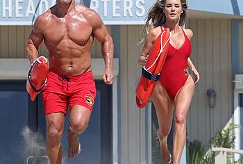 Hassie Harrison Exposed Tits Tight Bum During Baywatch Reboot
