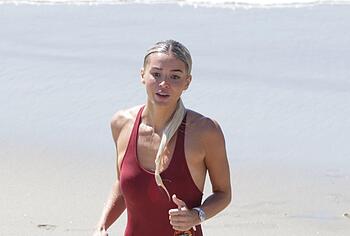 Olivia Dunne Pussy Cameltoe and Tight Ass During Baywatch Reboot
