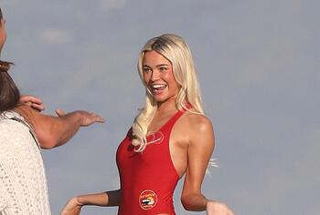 Olivia Dunne Pussy Cameltoe and Tight Ass During Baywatch Reboot